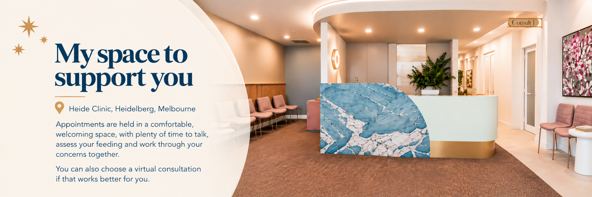 The welcoming reception and consultation space at Heide Clinic